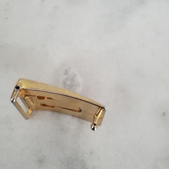 Vintage YSL Two Tone Gold Silver Front Logo Designer Belt Buckle Mens Accessorie